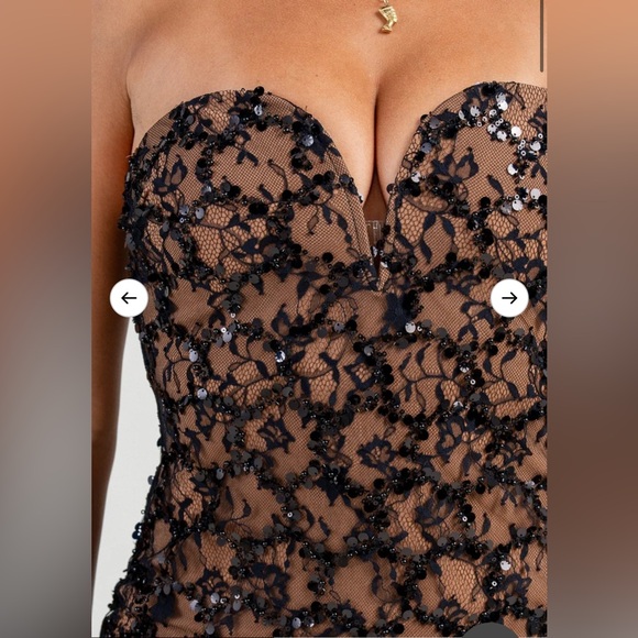 NWTS The Edge Romantic Night Dress | Black/Nude Beaded Dress Size Small - Picture 4 of 5